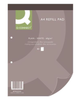 Q-Connect Plain Headbound Refill Pad 160 Pages A4 (Pack of 10) 